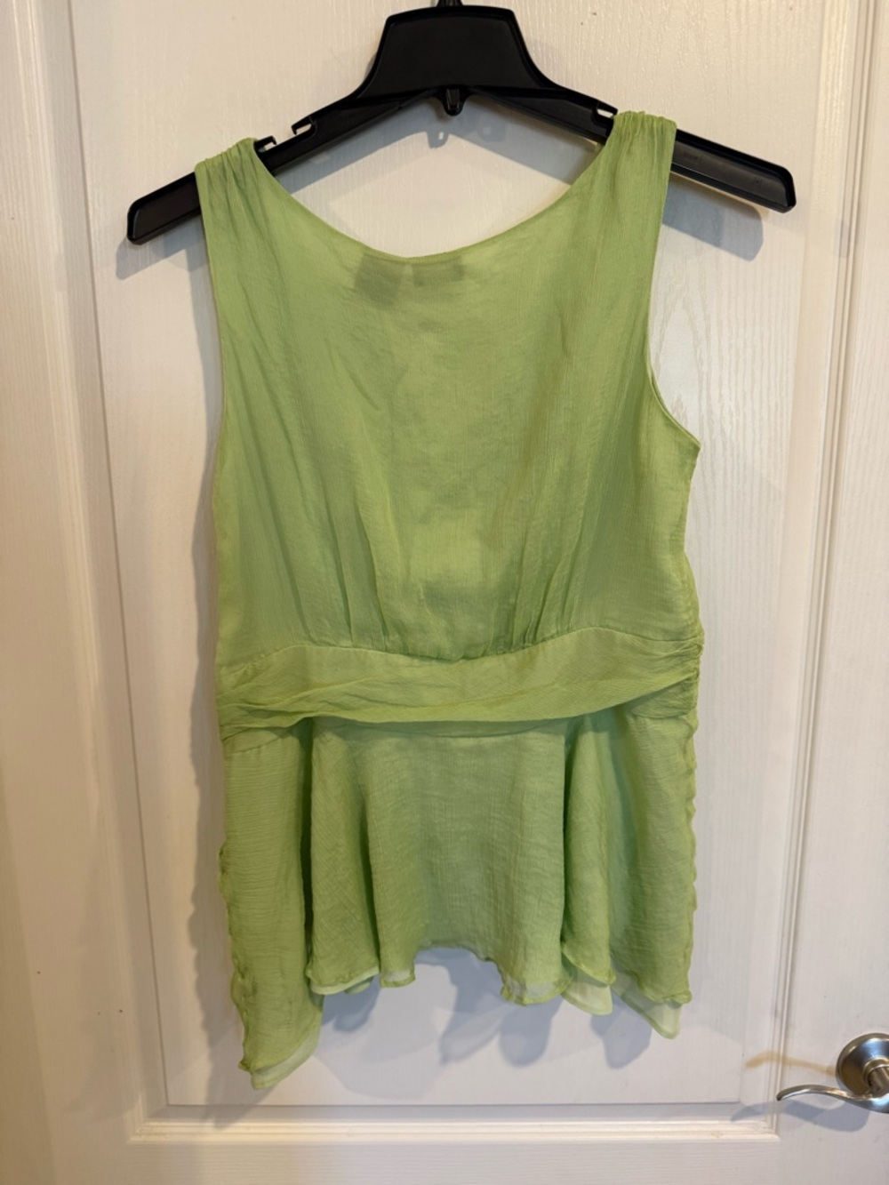 Nicole Miller y2k 2000s green sleeveless silk blouse shark bite hem size 16 - Picture 3 of 6